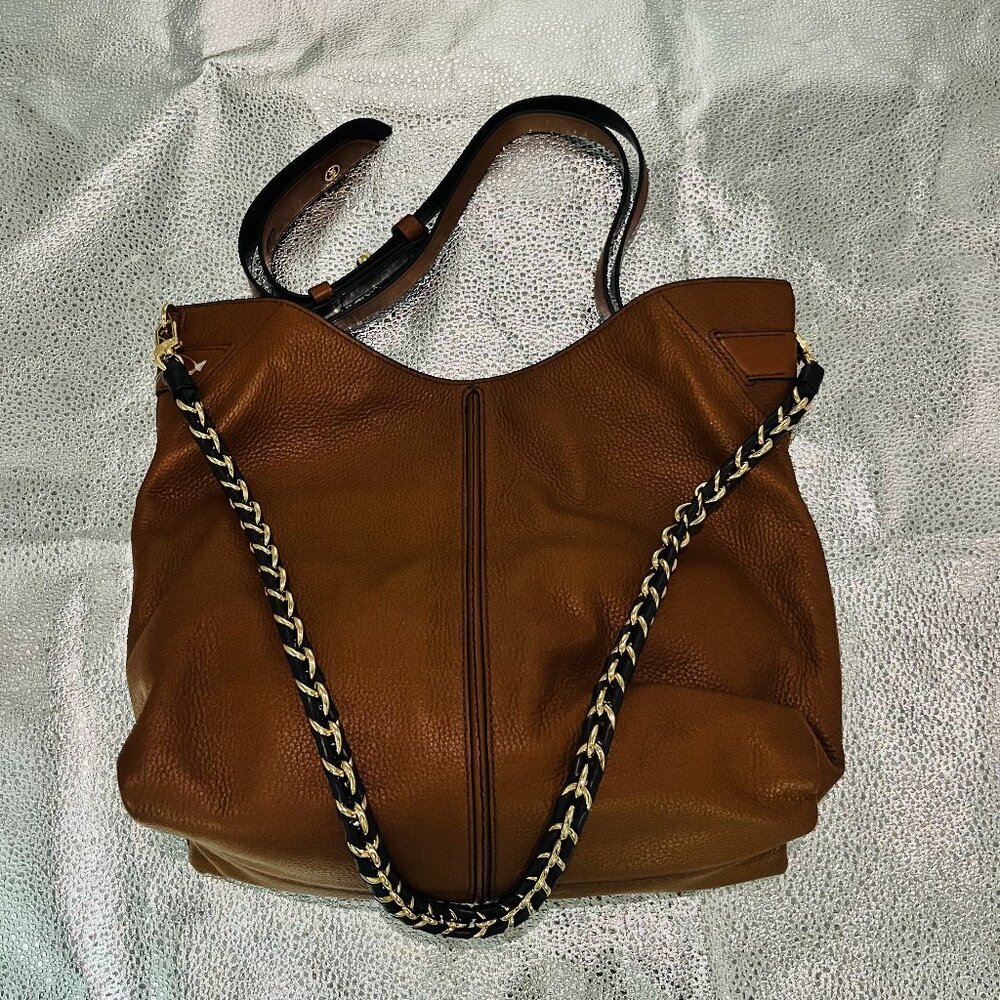 Michael Kors Downtown Astor Shoulder Bag Brown Women's Leather Chain Strap NWT